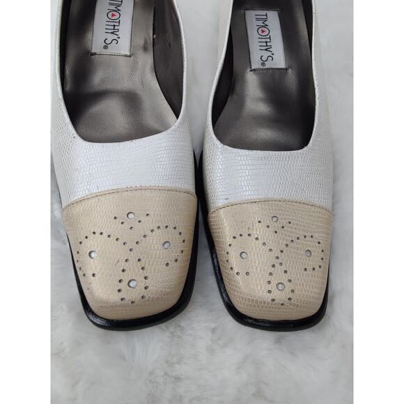 Vintage white cream Timothy cap Toe Kitten Heels Sz 8.5 - Picture 7 of 9